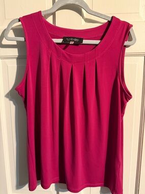 Black Label by Evan-Picone Hot Pink Pleated Tank Top
